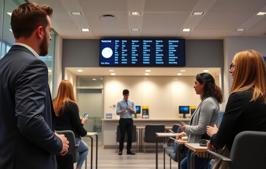 Ticket dispenser in the service hall
